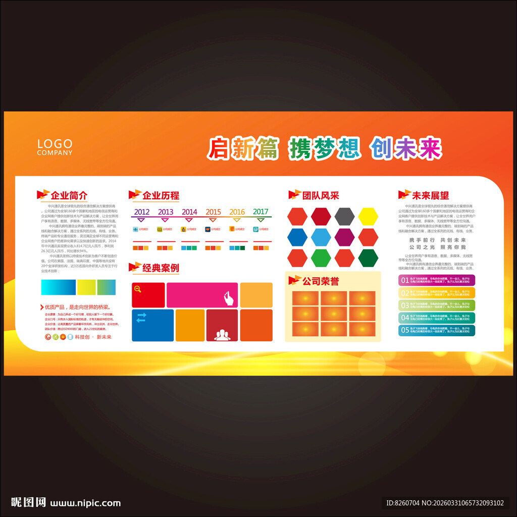 橙色企业文化展板