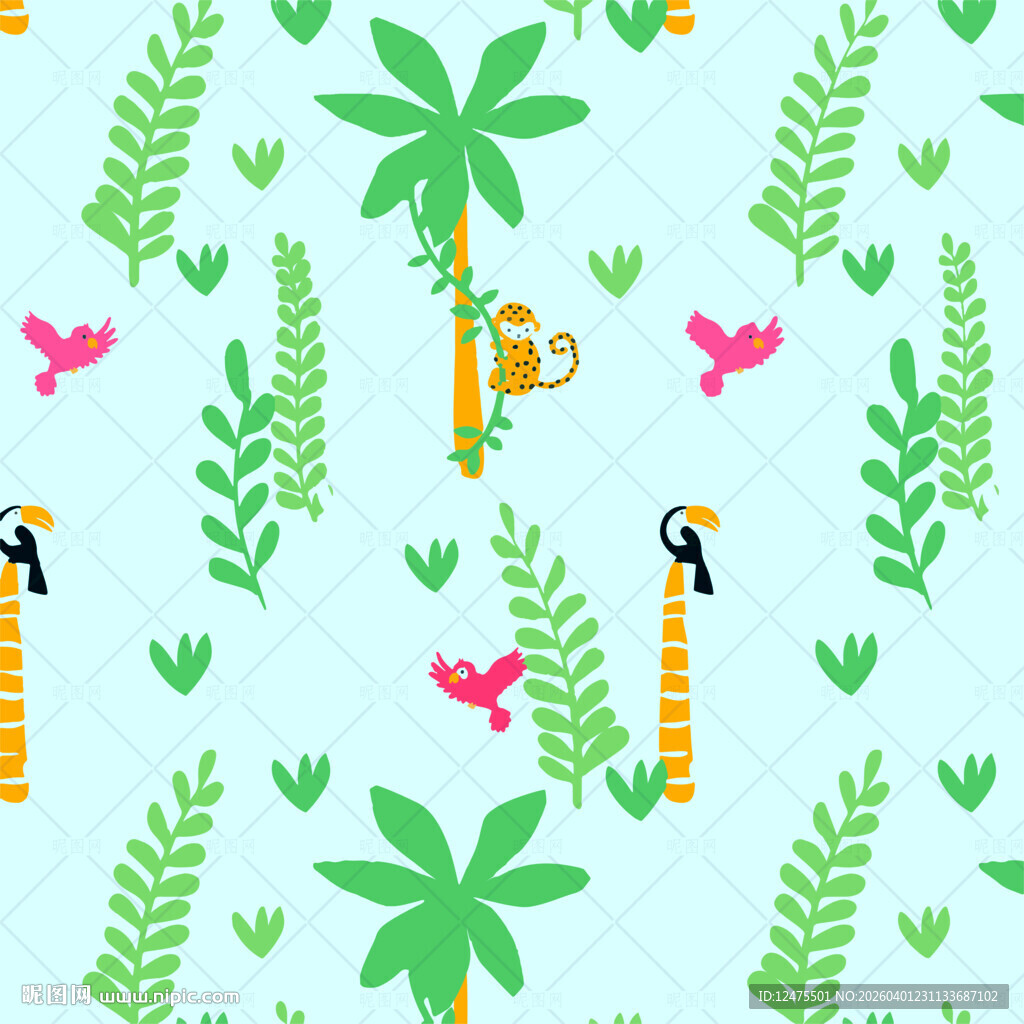 热带风情动植物图案背景