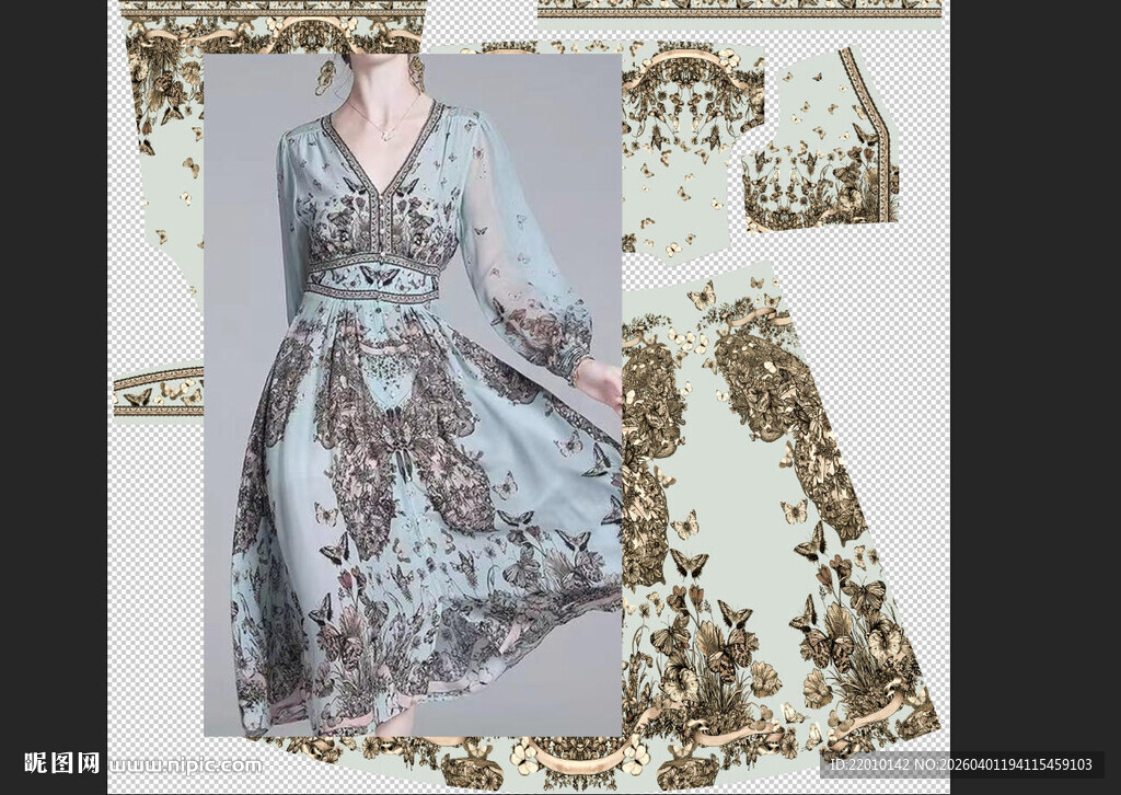 定位花  中国风长裙