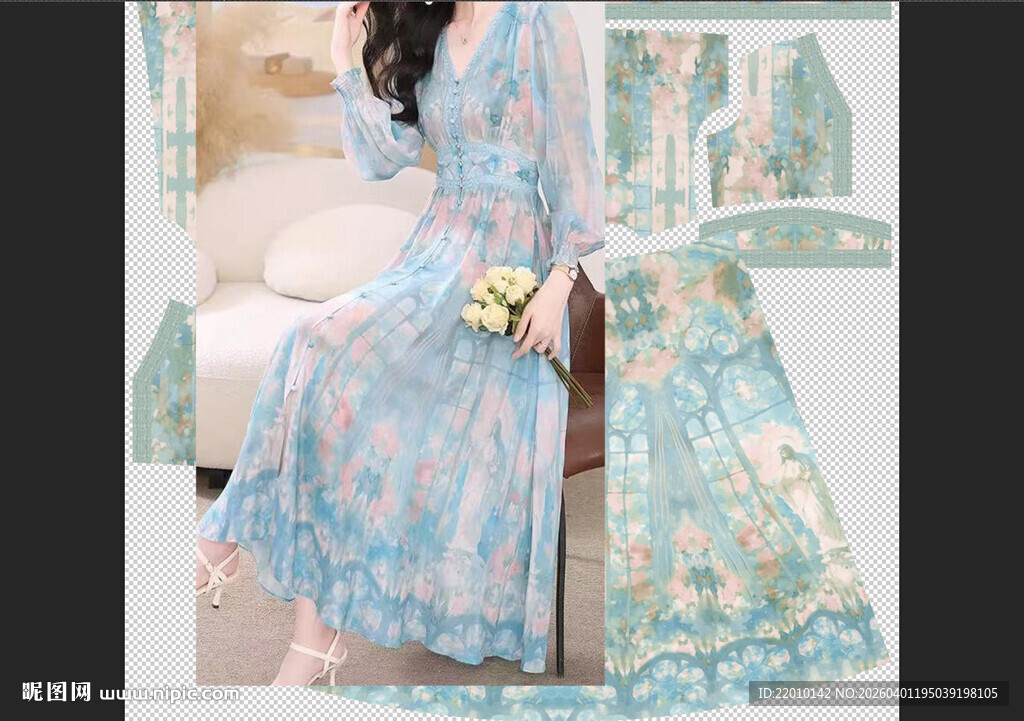 定位花  中国风长裙