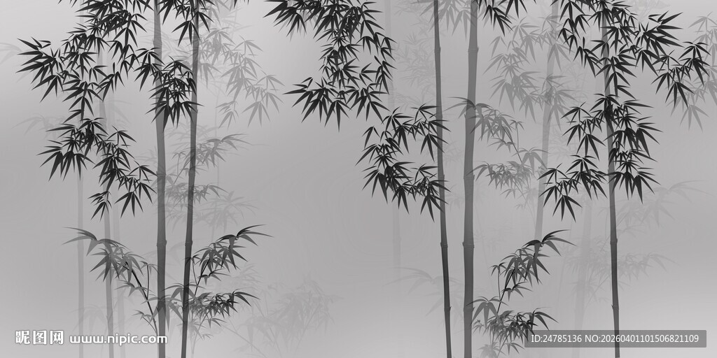 水墨竹林