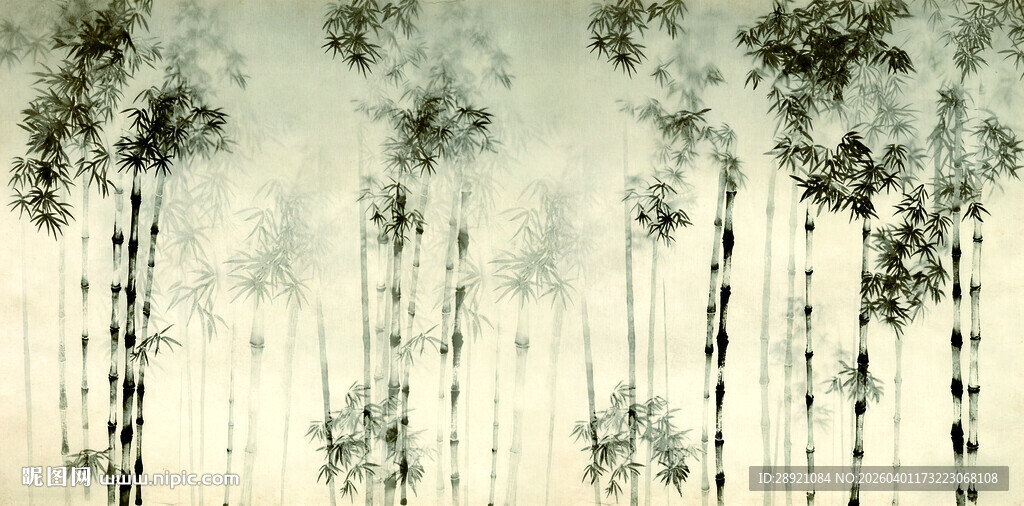 水墨风树林景观图