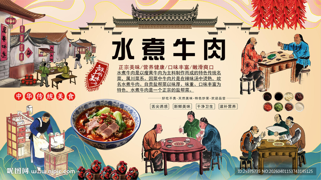 水煮牛肉背景墙