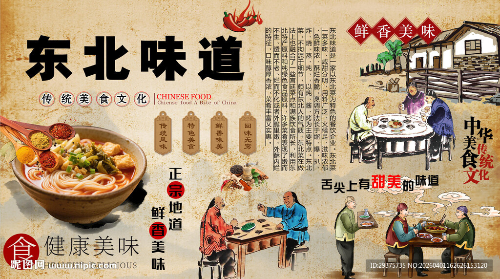 东北味道背景墙