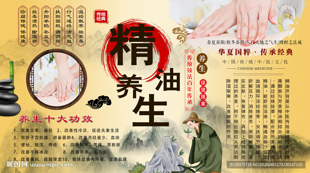 精油按摩背景墙