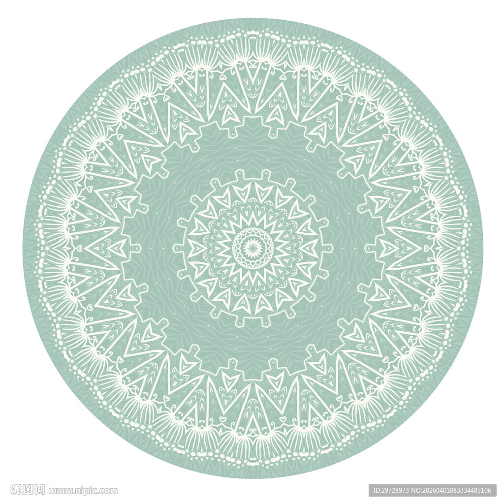 淡绿色曼陀罗花纹图案