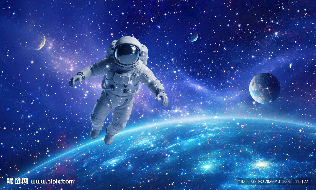 太空星球宇航员银河星空宇宙背景