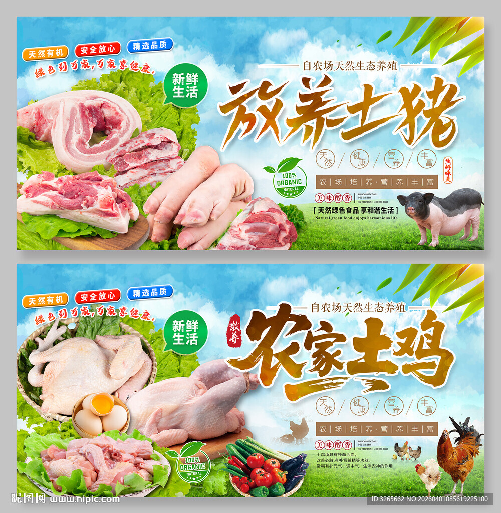 农家土鸡土猪海报
