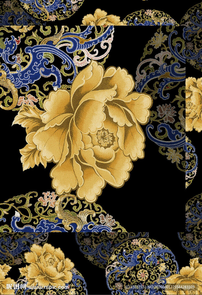 黑金花卉华丽图案设计