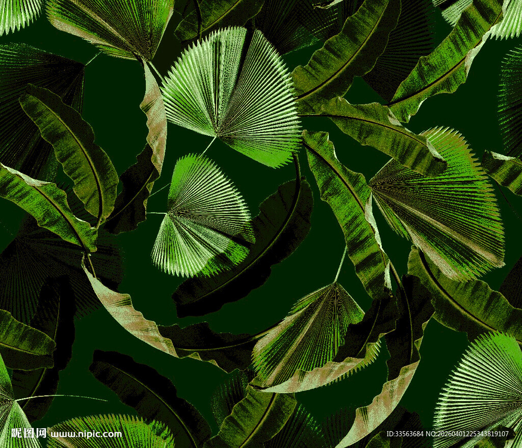 翠绿叶片纹理背景图案