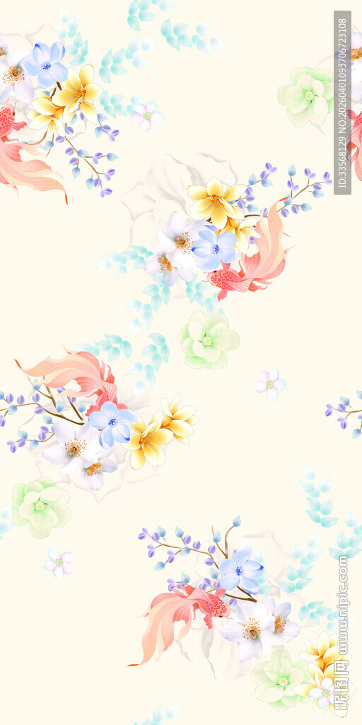 梦幻多彩花卉图案背景