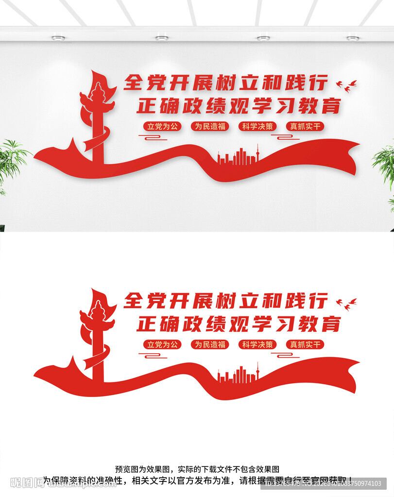 树立和践行正确政绩观党建文化墙