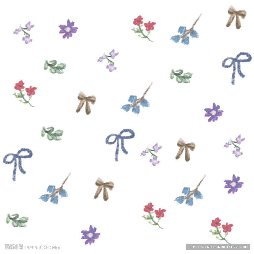 花卉蝴蝶结装饰图案素材