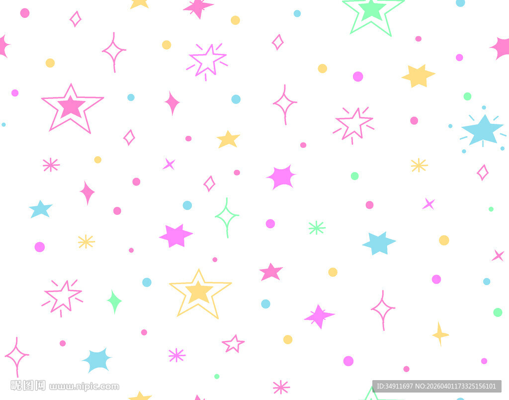 多彩星星雪花图案背景