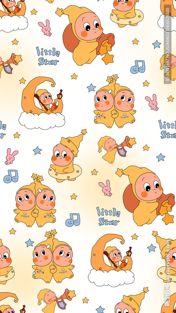 可爱松鼠卡通无缝图案