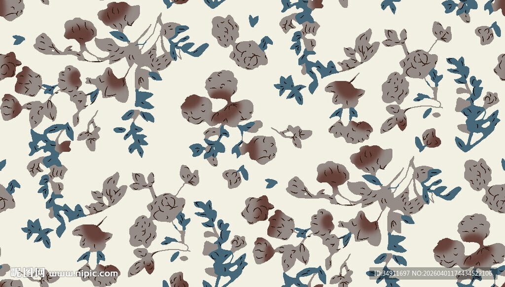 复古花卉图案布料纹理