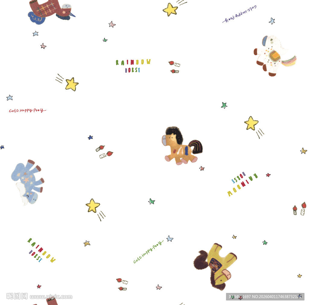 卡通动物星星图案背景图