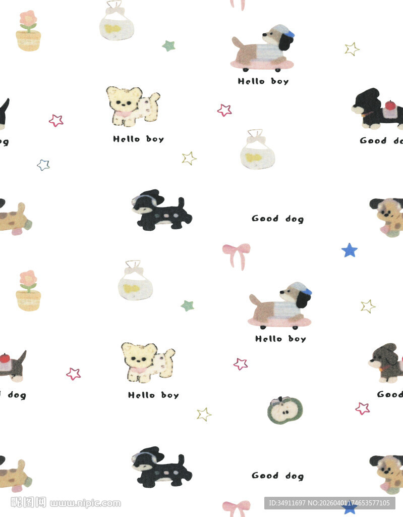 可爱多样小狗图案集合
