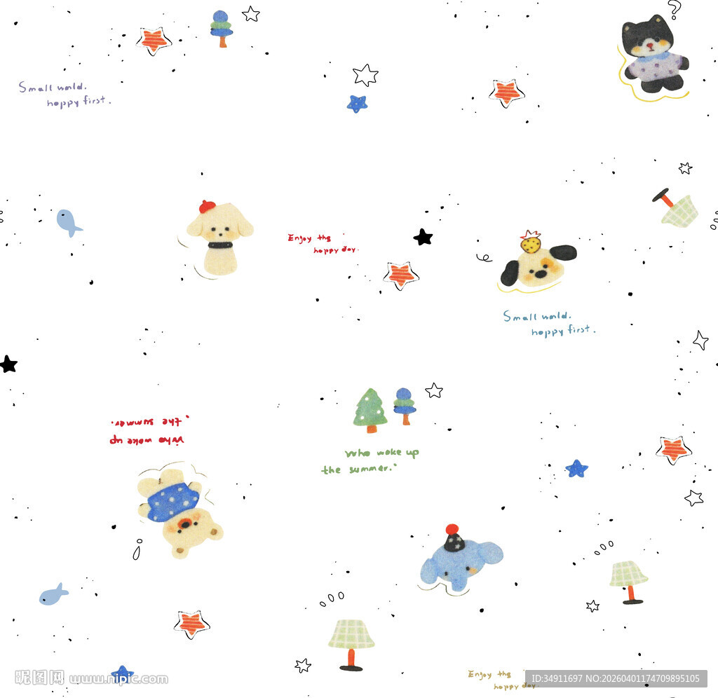 可爱卡通太空元素图案