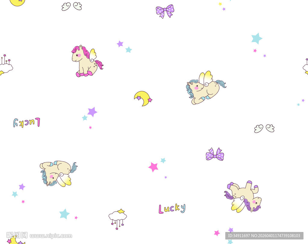 可爱卡通图案无缝背景图