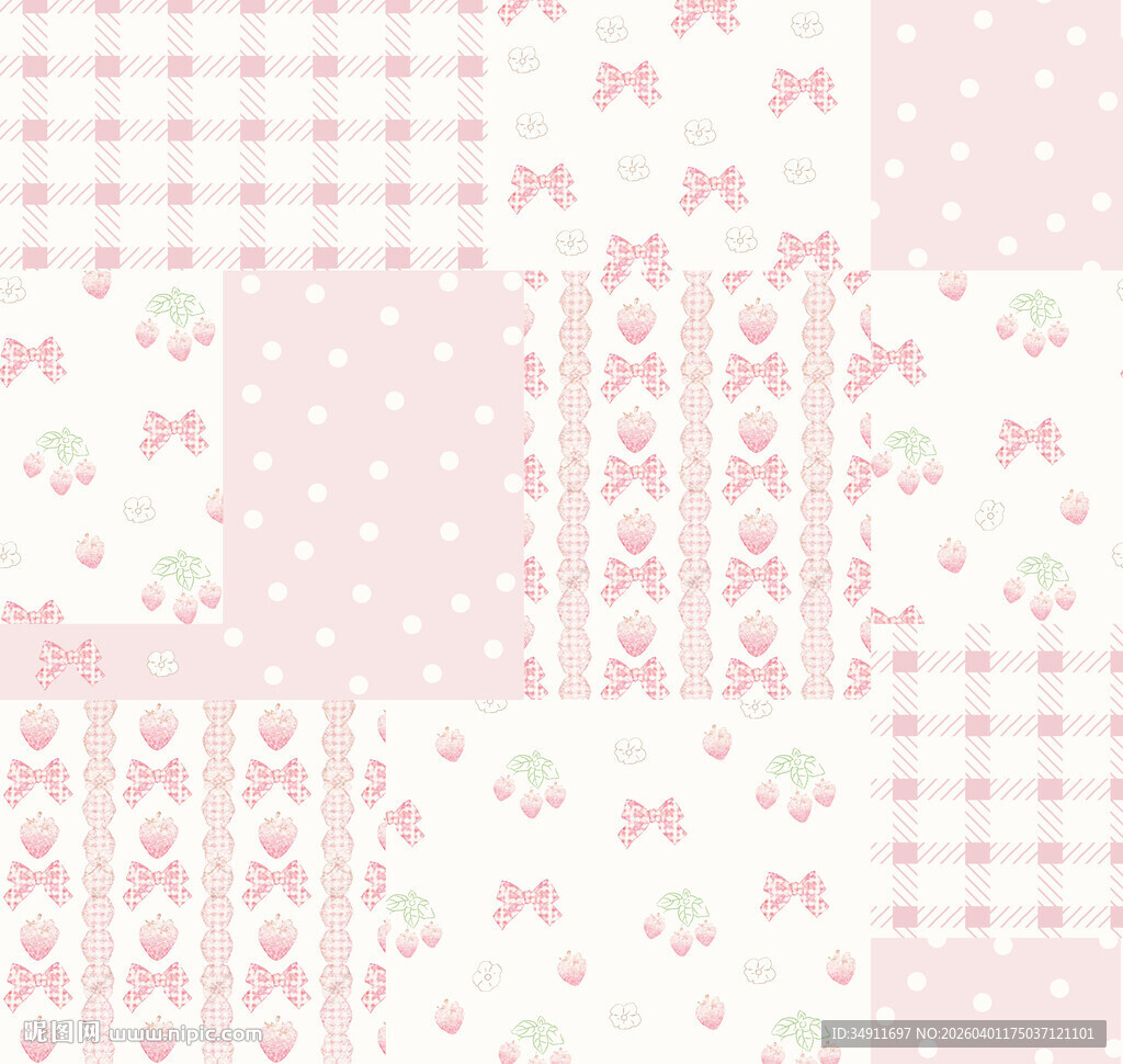 粉色系蝴蝶结图案素材