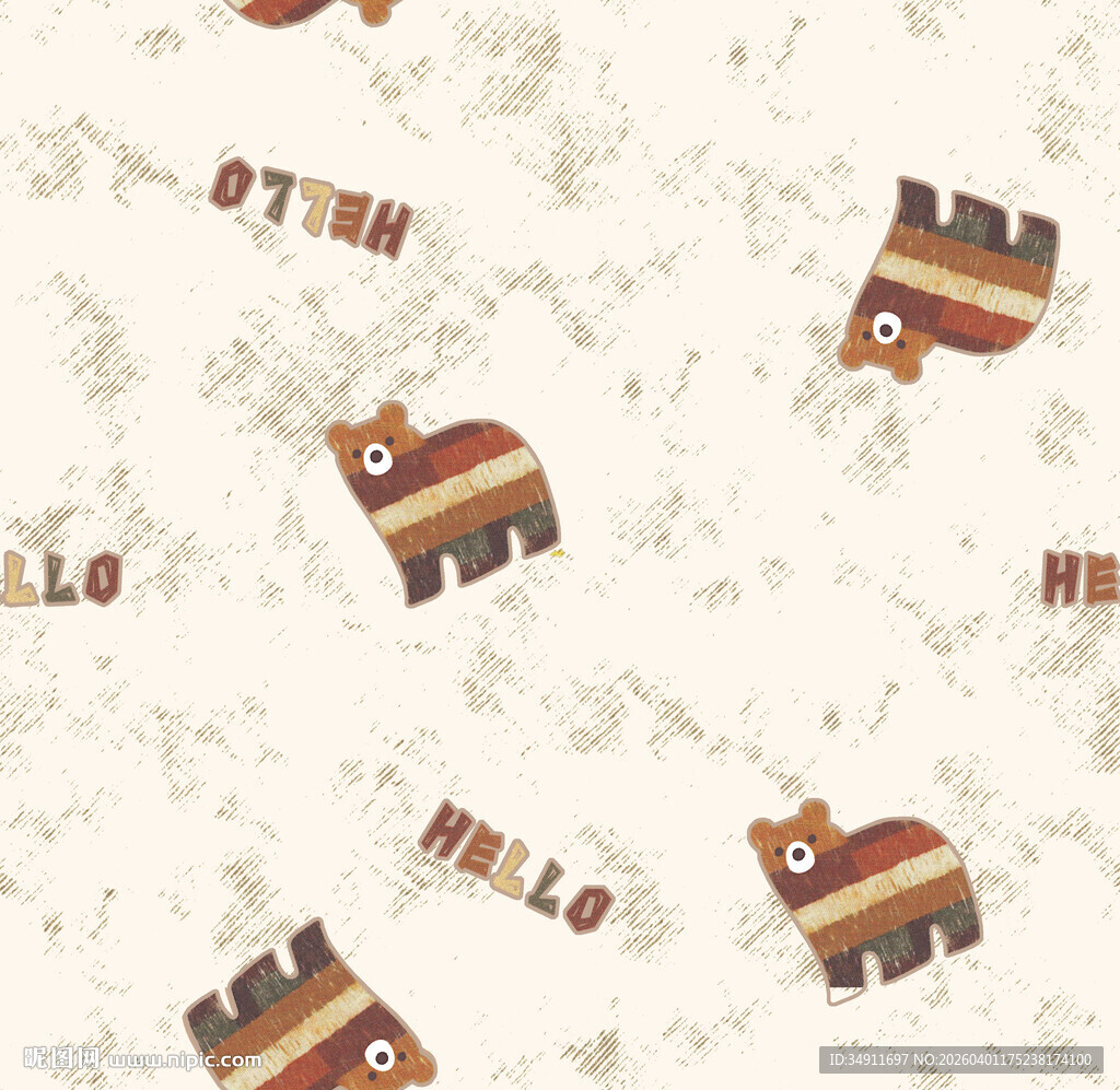 卡通小熊字母无缝图案