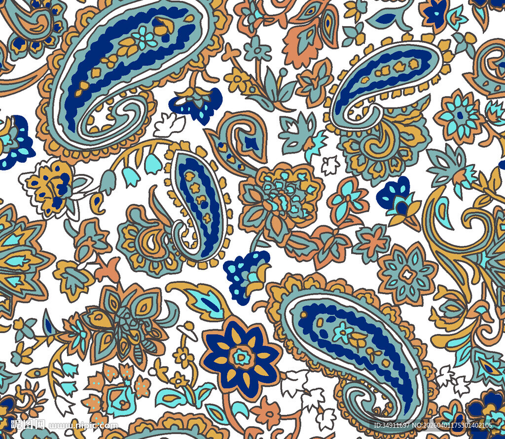 精美佩斯利花纹图案