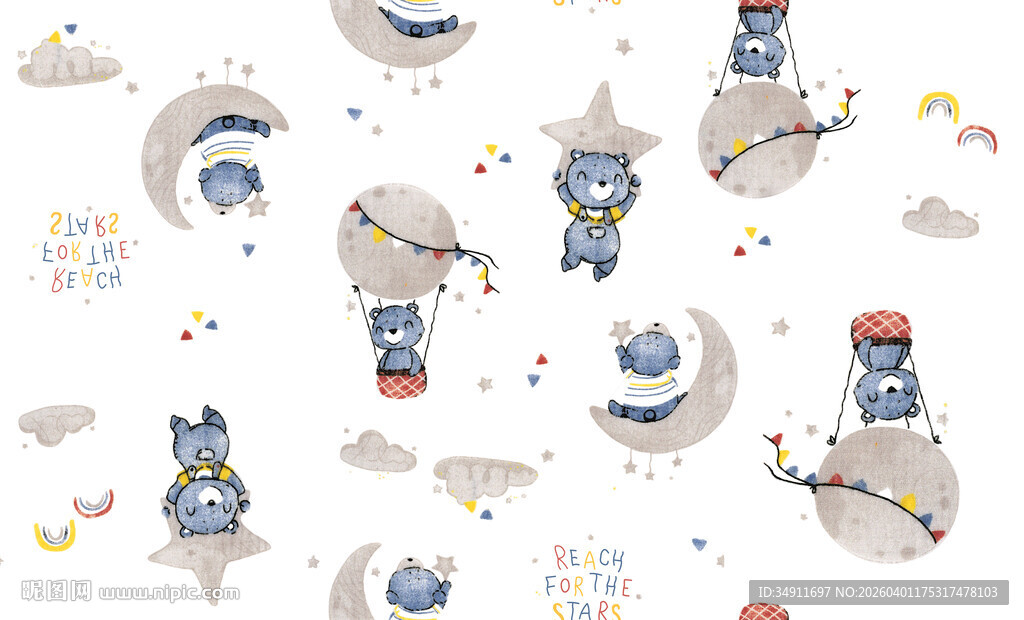 卡通太空元素图案背景