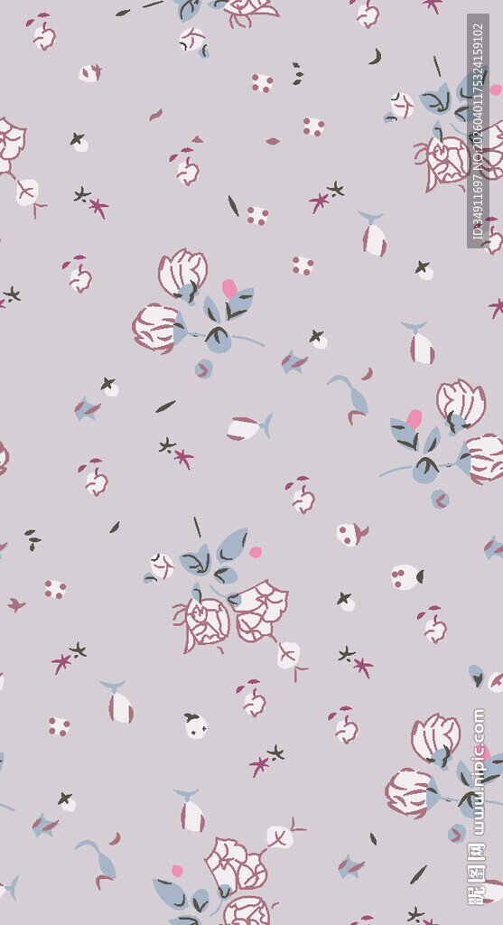 浅灰底花卉图案纹理