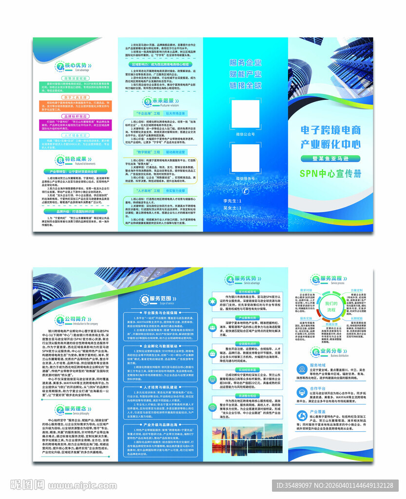 蓝色科技信息传达宣传四折页