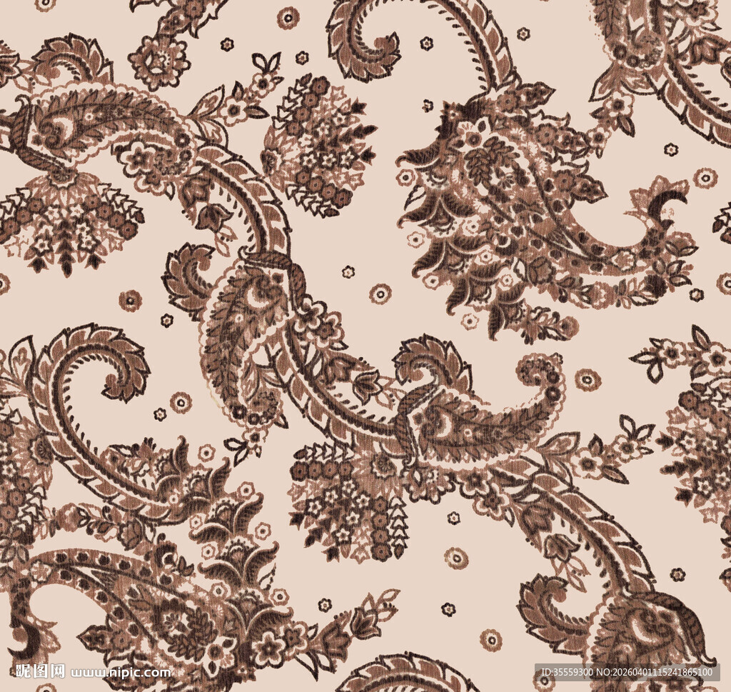 复古佩斯利腰果图案