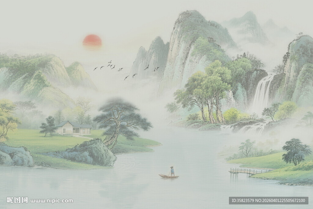 新中式水墨山水画