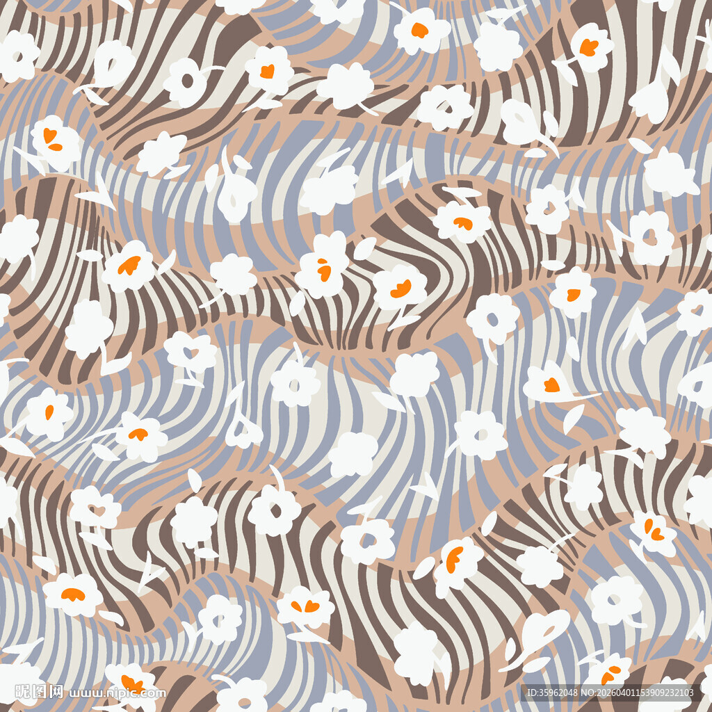 斑马纹花卉图案背景