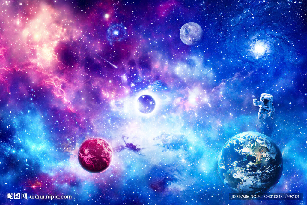 梦幻星空银河宇宙星球外太空背景