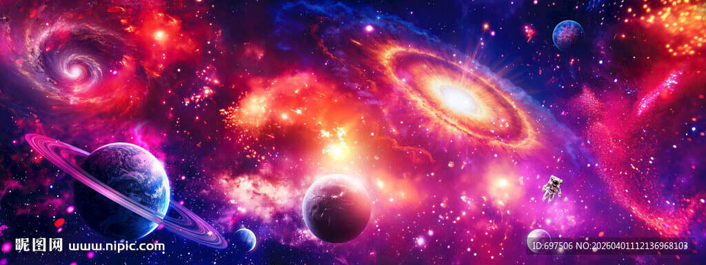 璀璨星空宇宙星球太空爆发背景