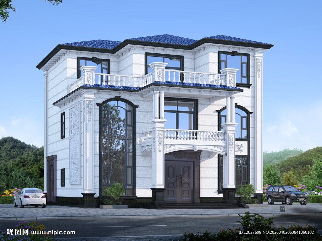 农村三层欧式别墅外观设计图效果