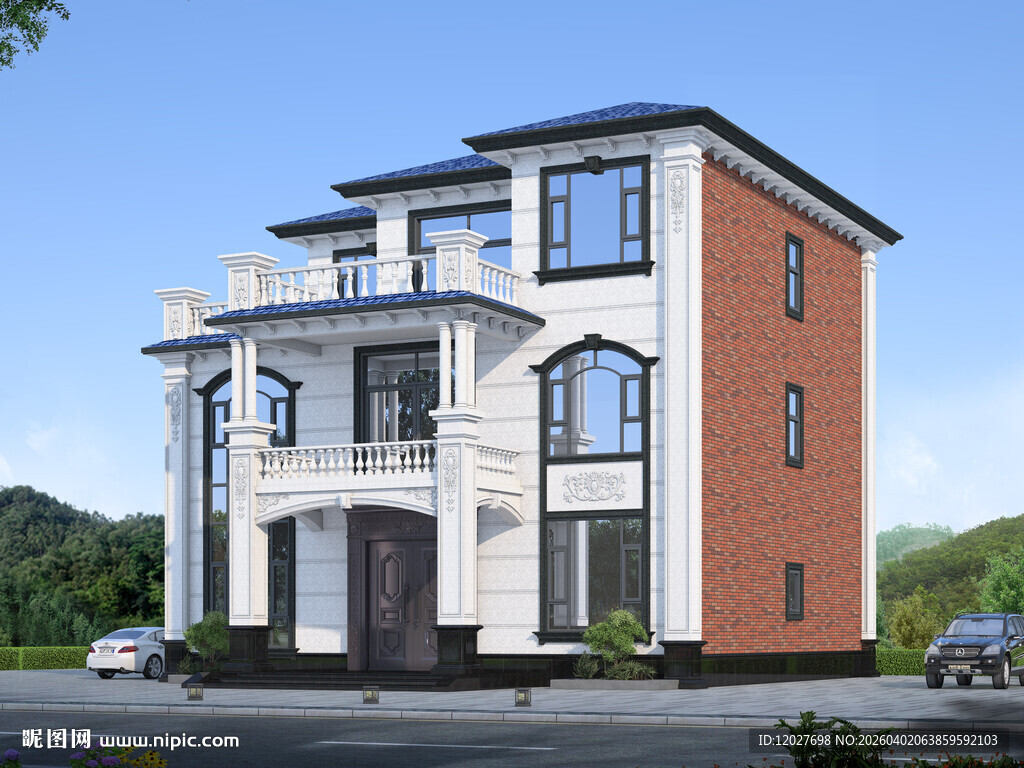 农村三层欧式别墅外观设计图效果