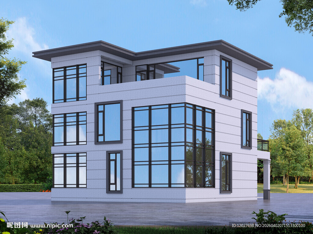 现代风格三层别墅外观设计