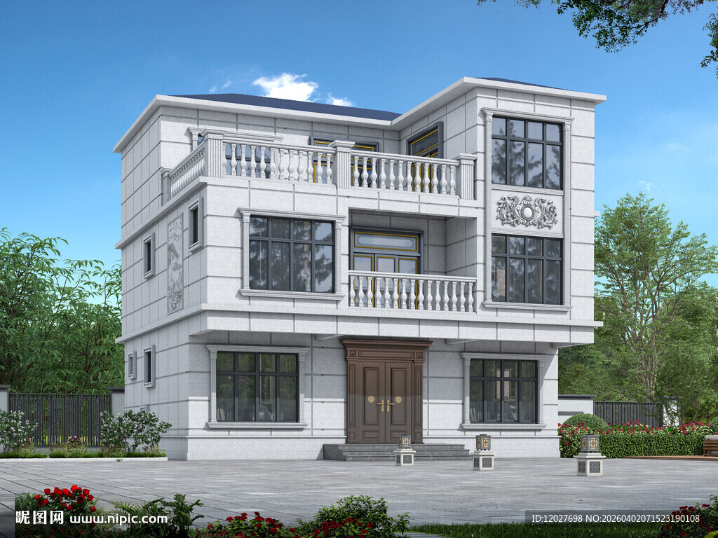 农村三层欧式别墅外观设计图效果