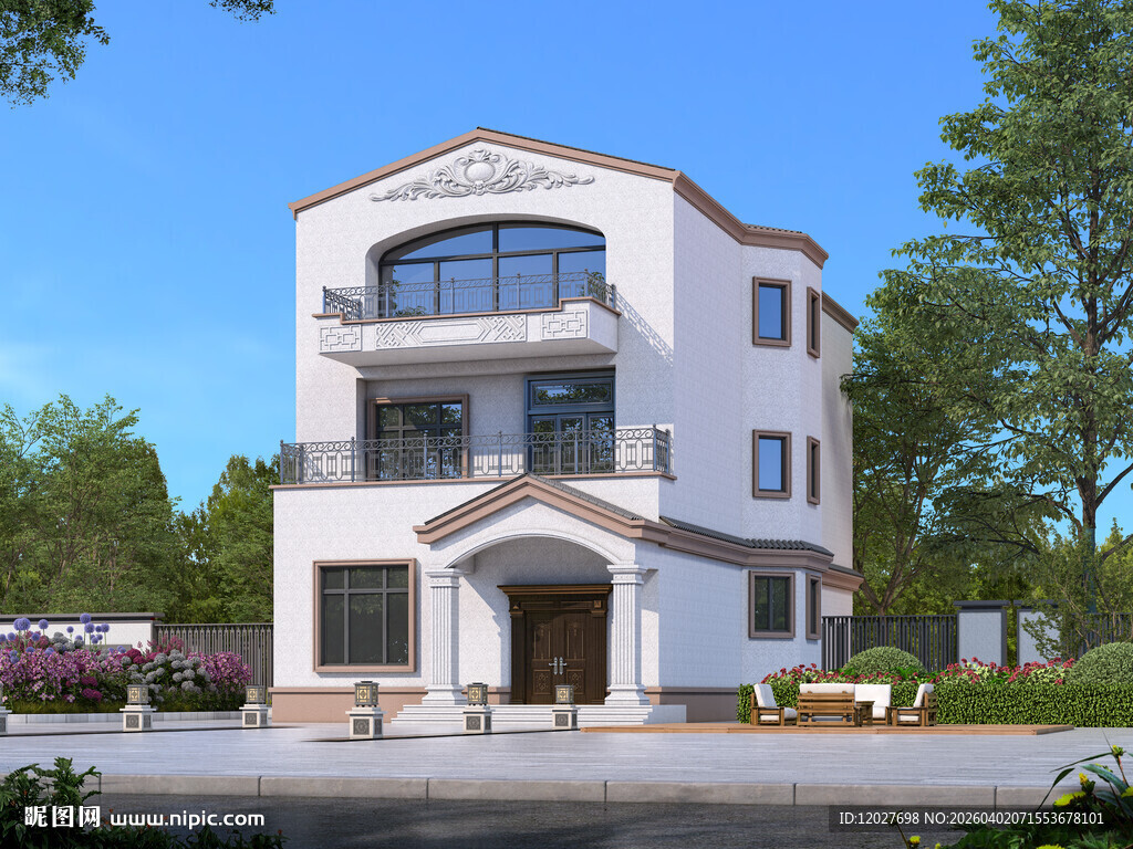 农村三层欧式别墅外观设计图效果