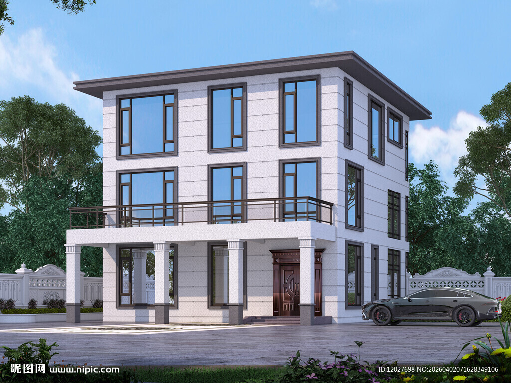 农村三层现代别墅外观设计图效果