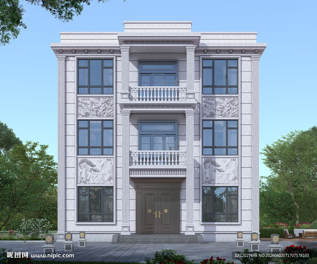 农村三层欧式别墅外观设计图效果