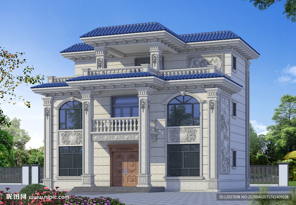 农村三层欧式别墅外观设计图效果