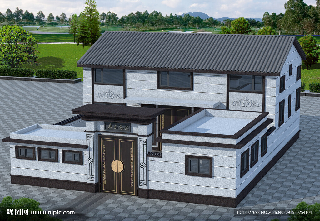 农村三层中式别墅外观设计图效果