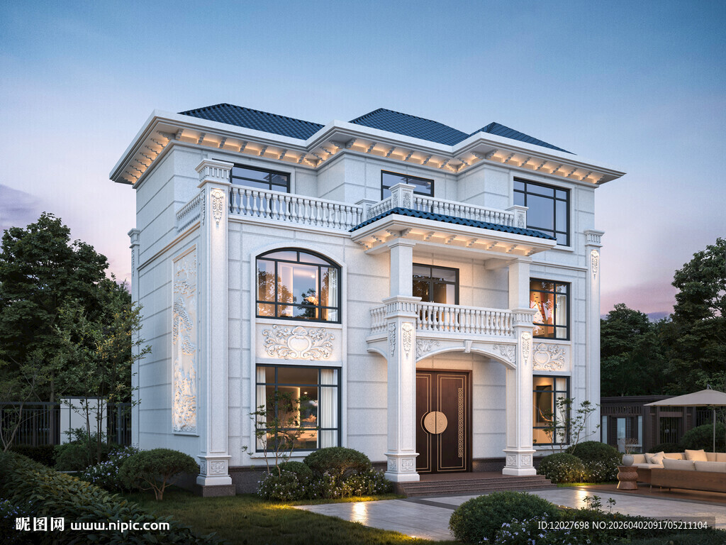 农村三层欧式别墅外观设计图效果