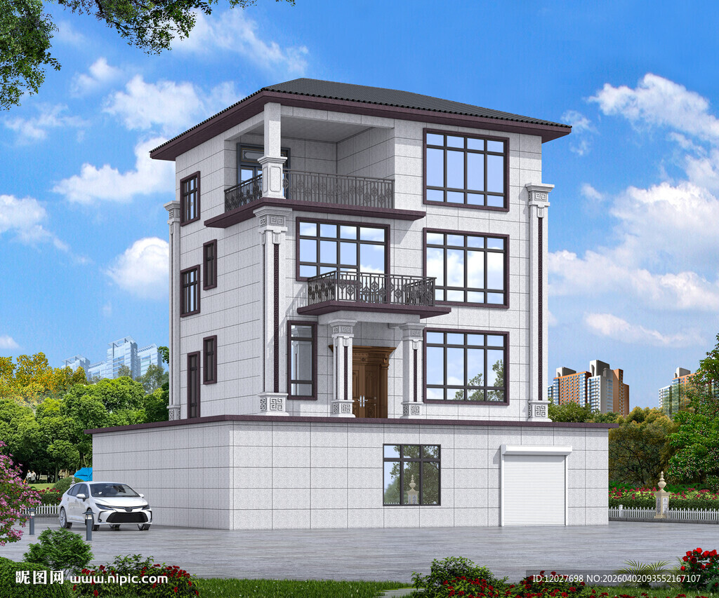 四层中式风格建筑效果图设计外