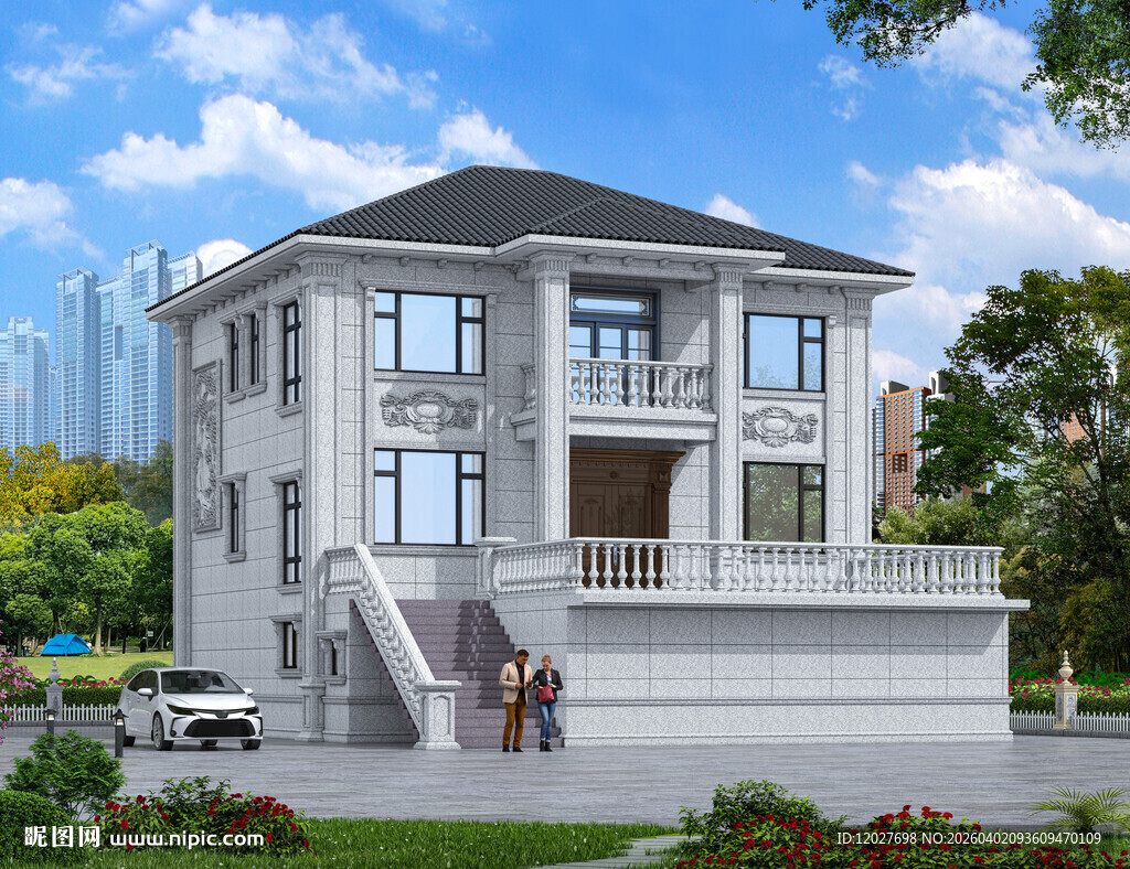 农村三层欧式别墅外观设计图效果