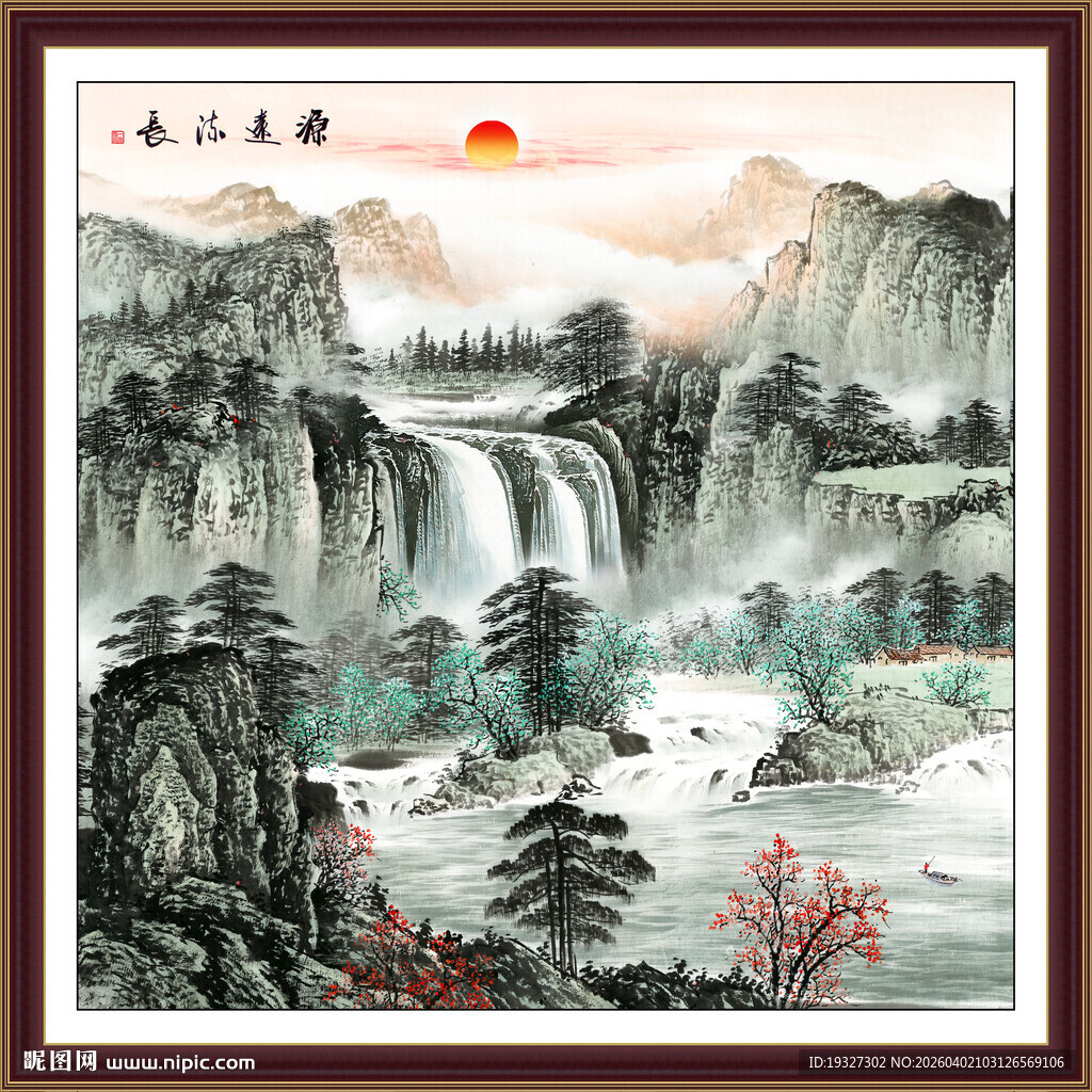 工笔国画山水画