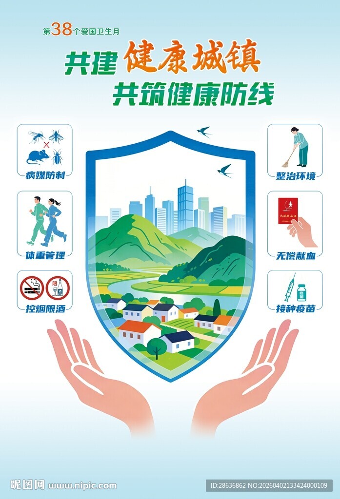 最新版第38个爱国卫生月海报