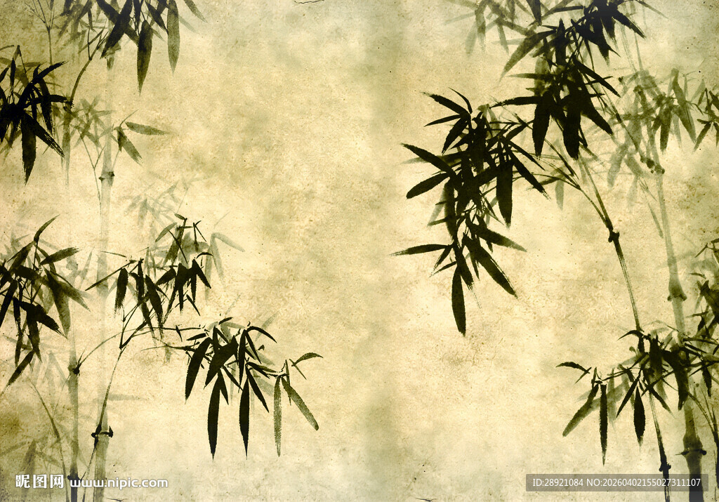 水墨风竹林写意画